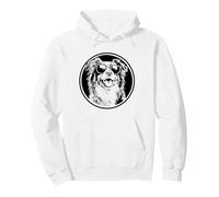 Round Black Logo Blue Merle Australian Shepherd Lover Felpa con Cappuccio