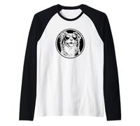 Round Black Logo Blue Merle Australian Shepherd Lover Maglia con Maniche Raglan