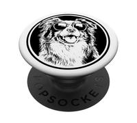 Round Black Logo Blue Merle Australian Shepherd Lover PopSockets PopGrip Adesivo