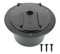 Round Cable Pass Through, Black PE Power Cord Hatch with Lid, Wire Organizer, Weatherproof Guard, Electrical Hookup, Motorhome Utility Maintenance