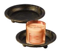 Round Candle Tray - 10x10x2.5cm Decorative Iron Candle Plates, 1x Modern Candles Plate, Decorative Bathroom Tray, Vintage Centerpiece Candles Holder Trays, Home Decor Accessories For Coffee Table
