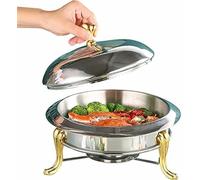Round Chafing-Discover in Full Size, Stainless Steel Buffet Service Tray for Keeping Food with Alcohol Stove And Lid, for Commercial Restaurant Catering Parties, Weddings, Picnic ~/ ()