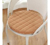 Round Corduroy Seat Cushions Non-Slip Chair Pads for Indoor & Outdoor Set of 6 Khaki Cushions for Garden Kitchen Dining Room Chairs - Zip Closure Design