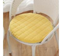 Round Corduroy Seat Cushions Set of 6 Non-Slip Chair Pads for Indoor & Outdoor Use Soft Yellow Cushions for Dining Room Kitchen & Garden Chairs