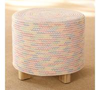Round Cotton Thread Footstool Ottoman for Bedroom and Living Room Lake Blue 30 x 31 cm