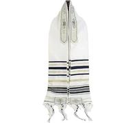 Round Designs Scialle messianico Menorah Tallit preghiera Tzitzit ebraico cristiano sciarpa uomo donna, Messianico nero, L