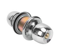 Round Door Handle with Lock and Key, Stainless Steel, 1 Pack | Keyed Entry Lock for Bedroom, Bathroom, Interior Doors, Silver Finish