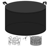 Round Garden Table Cover - Cold-Proof Anti-Corrosion Snow Protection Oxford Fabric 239x58CM Black -Outdoor Patio Furniture Protection