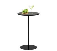 Round High Top Bar Table for Small Space, Modern Style Circular Cocktail Pub Table for Living Room, Kitchen, Balcony, Indoor Outdoor Bistro, Black Accent Table(60x60x104cm)