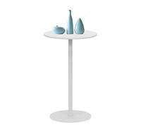 Round High Top Bar Table for Small Space, Modern Style Circular Cocktail Pub Table for Living Room, Kitchen, Balcony, Indoor Outdoor Bistro, White Accent Table(70x70x104cm)