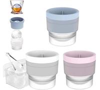 Round Ice Ball Maker Mold, Silicone Reusable Non-bpa Premium Round Ice Cube Mold, Stackable Iceball Moulds,Easy-Release Sphere Ice Make,for All Drinks (3pcs-Mix)