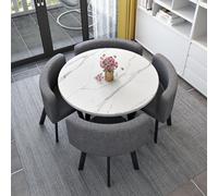 Round Kitchen Dining Table Set 5 pezzi with 1 Round Table & 4 Chairs Perfect for Home Dining Room or Conference Use 75x75cm/29.5x29.5in Size
