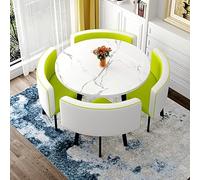 Round Kitchen Dining Table Set 5 pezzi with 1 Round Table & 4 Chairs Versatile for Dining & Conference Use 85x75cm / 33.5x29.5in (WxH) Modern Design