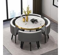 Round Kitchen Dining Table Set 5 pezzi with 1 Table & 4 Chairs 75x75cm (29,5x29,5in) Versatile Round Conference Table for Home Dining Room and Office Use