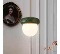 Round Light Marble Nordic Natural Stone Pendant Lighting Fixtures Small Globe Milk Glass Hanging Lamp Mid Century Chandelier for Dining Room Bedroom Bathroom Farmhouse