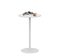 Round Metal Bar Table Tall Top Bistro Pub Dining Table, Leisure Table for Bistro Kitchen Living Room Cafeteria Garden And Terrace, Sofa Side Table, White(48x48x72cm)