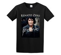 Round Neck T-Shirt, Summer Trendy Clothing Renato Zero Presente T-Shirt Black S