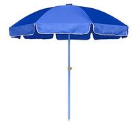Round Outdoor Market Pool Umbrella Blue for Garden Patio Beach Waterproof with 6 Strong Ribs