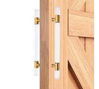 Round Pipe Barn Door Hardware for Bathroom Patio Kitchen Hospital,Clear Crystal Push Pull Door Handles for Glass/Wood Doors, with Fittings(80cm/31.5in)