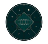 Round Poker Mat for Texas Holdem Portable Table with Art Deco Layout for 68 Players
