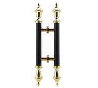 Round Pole Bar Handles with Retro Style Ends,Commercial Large Door Handle Black and Gold, Push Pull Door Handle for Shopping Mall/Building Entry Gate(80cm/31 1/2"-30cm)