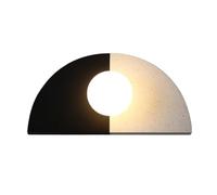 Round Semi-circle Resin Wall Lamp Bedroom Bedside Vintage Sconce Minimalist Living Room Glass Lampshade Hotel Homestay LED Light(Cool White,TYPE B)