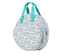 Round Sewing Crafts Storage Tote Bag - Portable Embroidery Case Organizer | Multi-Pocket Knitting Project Carrier for Crochet Hooks, Cross Stetch Tools, Needlework Accessories, Yarn Skeins