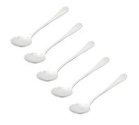 Round Shape Porridge Rice Soup Spoon Tableware Silver Tone 17cm Long 5 PCS