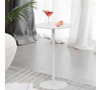 Round Side Table, Tall Top Bistro Pub Tables Coffee Drink Accent End Table, Modern Style Cocktail Bar Table for Small Spaces, Living Room, Bedroom, Corners And Office, White(40x40x72cm)