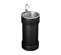 Round Sink, Creative Colorful Commercial Column Basin with Stainless Steel Metal Baking Paint Vanity Sink (Color : Yellow) (Black One Size)