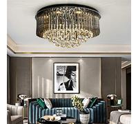 Round Smoky Gray Crystal Modern Ceiling Light Stainless Led Indoor Lighting Living Room Bedroom Lustre (Emitting Color : Cold White Lampshade Color : Dia50 H30cm) (Dia70 H35cm Warm White)
