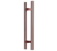 Round Smooth Poles for Indoor Outdoor,H-Shaped Sliding Door Handle Stainless Steel, Double-Sided Glass Handle Pull Set, 38mm Diameter, Easy to Install(Rose Gold,100cm/39 3/8-80cm)