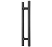 Round Smooth Poles for Indoor Outdoor,H-Shaped Sliding Door Handle Stainless Steel, Double-Sided Glass Handle Pull Set, 38mm Diameter, Easy to Install(Black,60cm/23 5/8"-40cm)