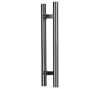 Round Smooth Poles for Indoor Outdoor,H-Shaped Sliding Door Handle Stainless Steel, Double-Sided Glass Handle Pull Set, 38mm Diameter, Easy to Install(Dark Grey,80cm/31 1/2"-60cm)