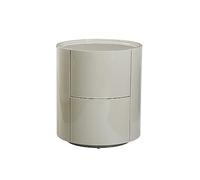 Round Solid Wood Bedside Table with 2 Drawers - Silent Sliding for Bedroom Living Room
