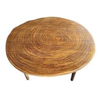 Round Solid Wood Coffee Table,Boho Rustic Mid Century Center Tables with Wood Leg,Side Table Easy Assembly for Living Room, Dining Room, Office(60x60x53.5cm, C)