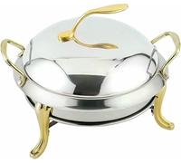 Round Stainless Steel Stove with Stoves And Stoves for Buffet, Ideal for Serving A Dinner, A Buffet, A Caterer, A Party Or A Wedding ~/ (Gold)