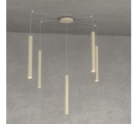 ROUND TUBE SOSPENSIONE 5 LUCI SABBIA CAVO CM.250 CON BASE 1174-S5-SA