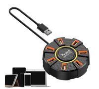 Round USB Hub Splitter Adapter, 7-Port USB Hub with Colorful Lights, USB Splitter Cable for Flash Drive, Multi-Functional USB Splitter Adapter, Portable Round USB Hub Splitter, USB Hub Splitter