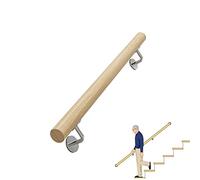 Round Wood Stair Handrails Interior Wall Mounted Handrail for Steps, Barrier-Free Staircase Grab Bar, Anti-Slip Railings for Home Corridor Bars Lofts Stair(420cm)