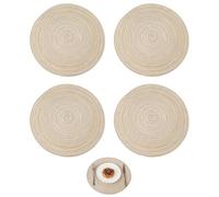 Round Woven Placemats, 15-Inch Washable Non-slip, Suitable for Kitchens and Dining Rooms, 4-Pack(Beige)