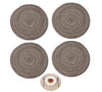 Round Woven Placemats, 15-Inch Washable Non-slip, Suitable for Kitchens and Dining Rooms, 4-Pack(Brown)