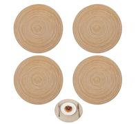 Round Woven Placemats, 15-Inch Washable Non-slip, Suitable for Kitchens and Dining Rooms, 4-Pack(Yellow)