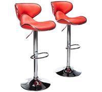Roundhill Furniture Masaccio - Sgabello da bar imbottito in similpelle, colore: rosso, 2 pezzi