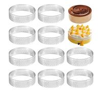 Roundsky 10 Pezzi Rotondi per Torte in Acciaio con risucchiatura Torta quiches Torta Mousse Stampo Cucina 7 cm