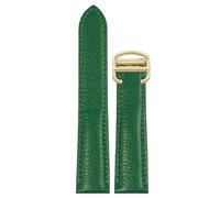 ROUREOX 17mm-25mm Cinturino in Vera Pelle Vitello Granato, Bracciale di Ricambio con Chiusura Déployante per Cartier Tank Must Santos-Verde+Oro 22mm