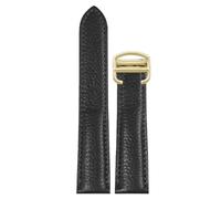 ROUREOX 17mm-25mm Cinturino in Vera Pelle Vitello Granato, Bracciale di Ricambio con Chiusura Déployante per Cartier Tank Must Santos-Nero + Oro 17mm