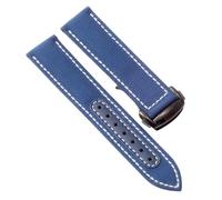 ROUREOX 19mm Braceletto Orologio in Nylon Tessuto E Cuoio Fibbia Deployante Regolabile Braceletto Orologio in Cuoio Autentico per OMEGA Seamaster Speedmaster De Ville series-Blu + Bianco + Nero
