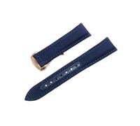 ROUREOX 20mm Braceletto Orologio in Nylon Tessuto E Cuoio Fibbia Deployante Regolabile Braceletto Orologio in Cuoio Autentico per OMEGA Seamaster Speedmaster De Ville series-Blu + Oro Rosa