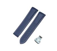 ROUREOX 20mm Cinturino di Orologio in Gomma e Silicone, Cinturino con Fibbia Punta per Omega AT150 300 De Ville Planet Ocean-Fibbia blu + bianco linea + argento